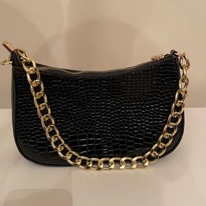 Faux Croc Shoulder Bag
